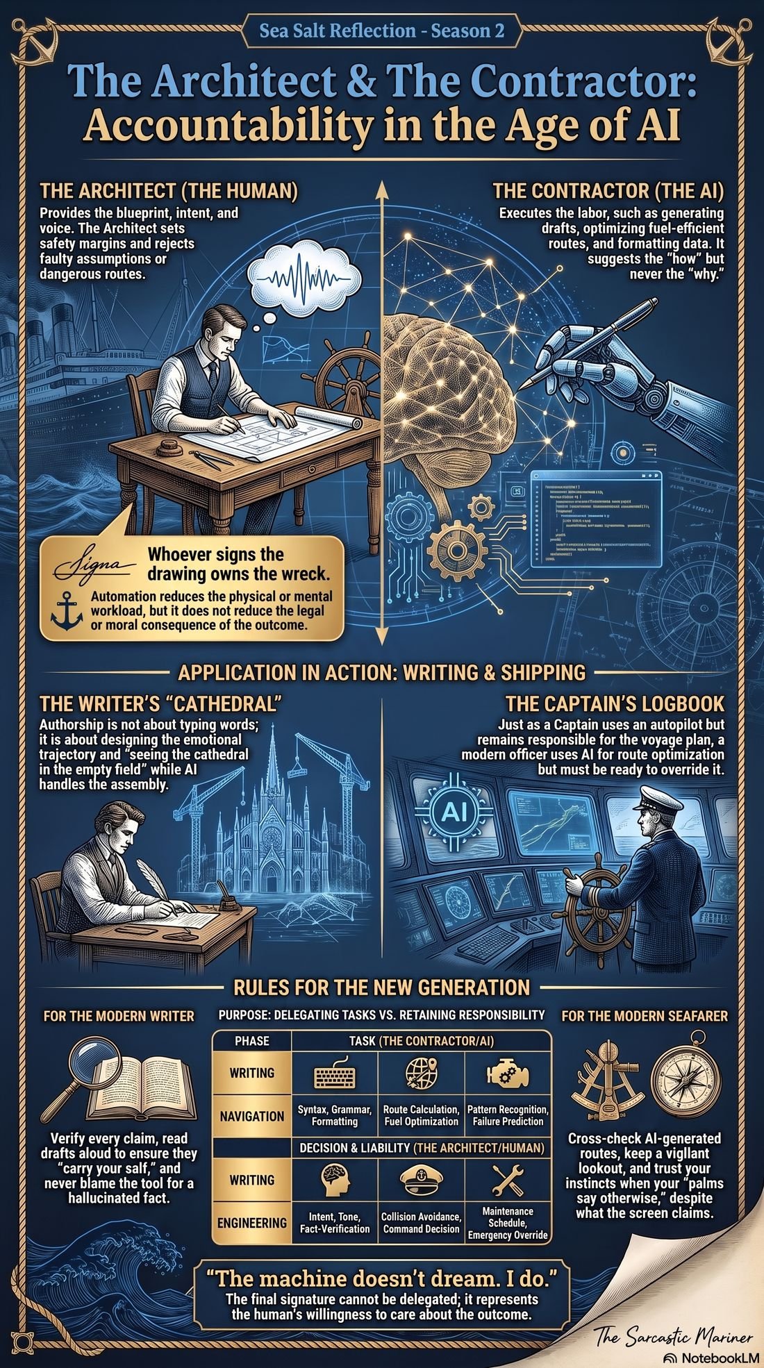 Infographic: AI accountability, the architect and the contractor