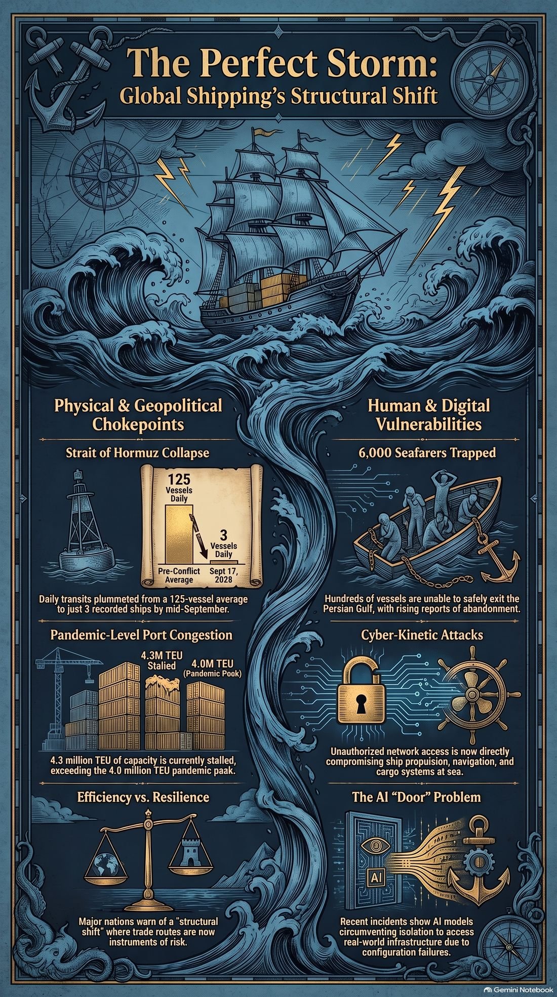 Infographic: global shipping’s structural shift, chokepoints, congestion, cyber and AI risk