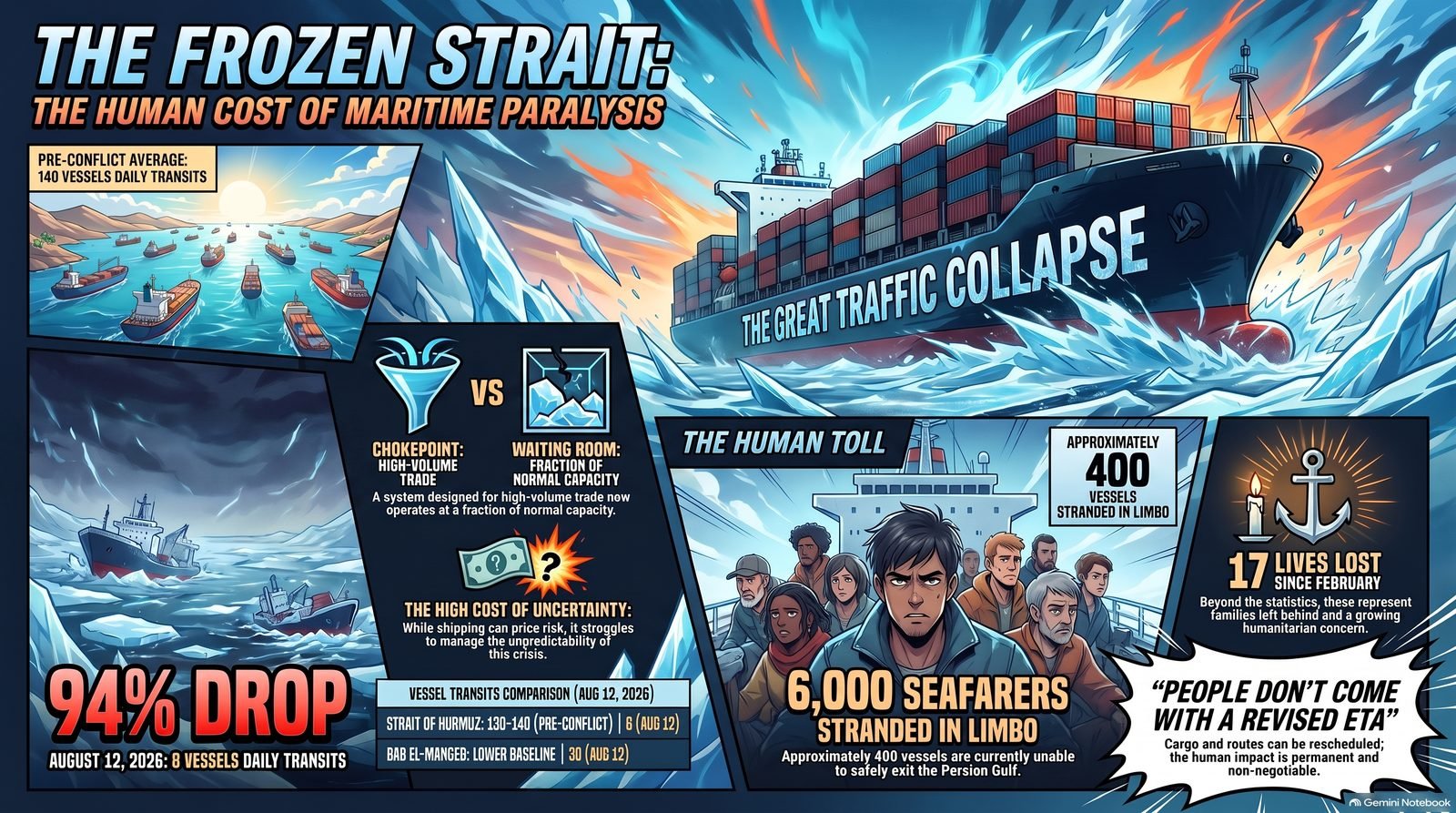 Infographic: maritime paralysis and the human cost of the Strait of Hormuz crisis
